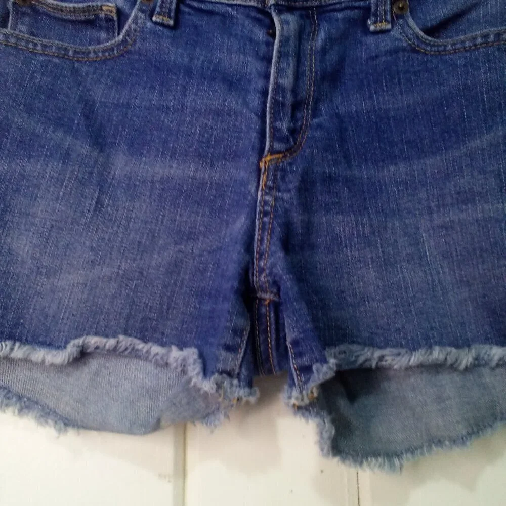 Gap Authentic Summer Short Women 27 Raw Hem Denim Blue